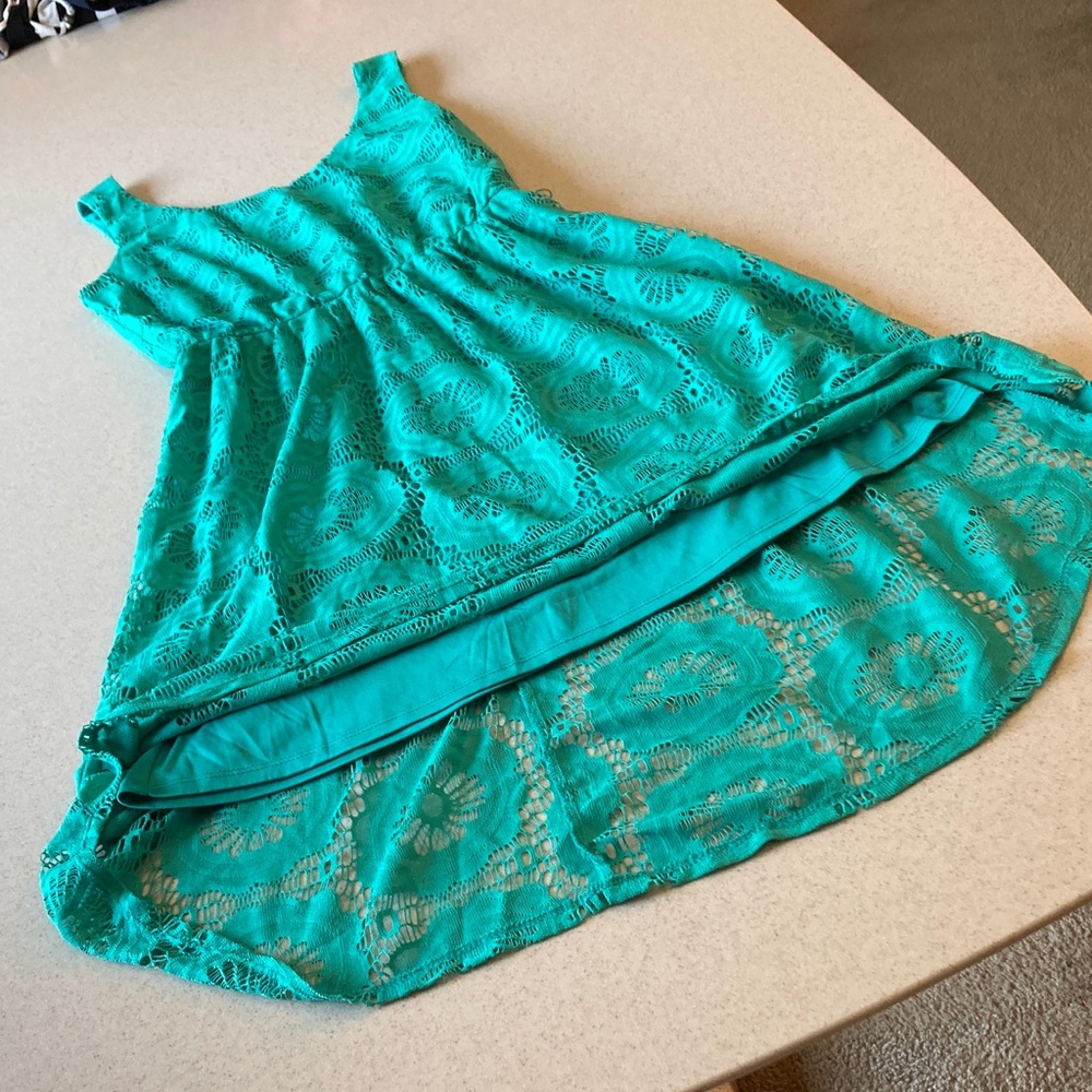 AUW Turquoise Lace Asymmetrical Dress NWOT Women Size Medium - Picture 9 of 15